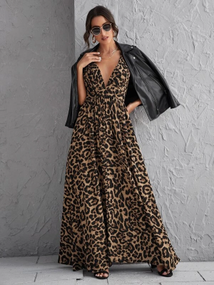 Vestido longo animal print